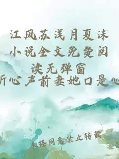 江风苏浅月夏沫小说全文免费阅读无弹窗